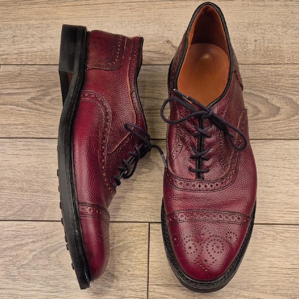 ALLEN EDMONDS‎ Strandmok Dainite Sole Mahogany Sz 12 D Mens Cap Toe Dress Shoes